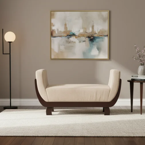 Colombia wood sofa (long puffy)